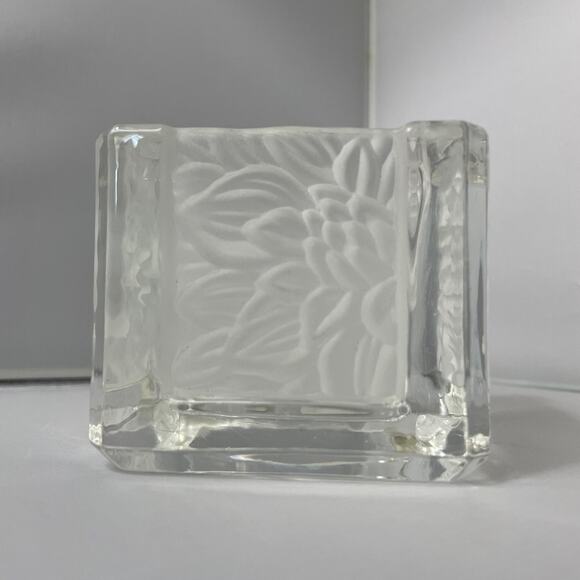 Partylite Floral Frosted Cube Candle Holder‎ - Picture 1 of 7